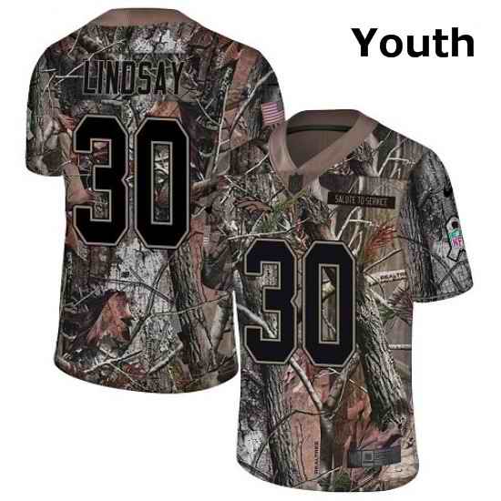 Youth Nike Denver Broncos 30 Phillip Lindsay Limited Camo Rush Realtree NFL Jersey
